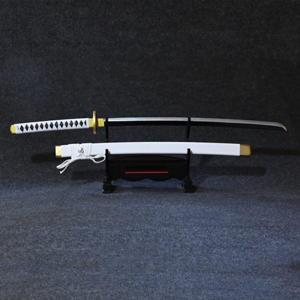 سيف وادو إيشيمونجي الأبيض الخاص بزورو مصنوع يدوياً من الخشب الطبيعي - Wado Ichimonji Wood Replica Roronoa Zoro White Katana One Piece