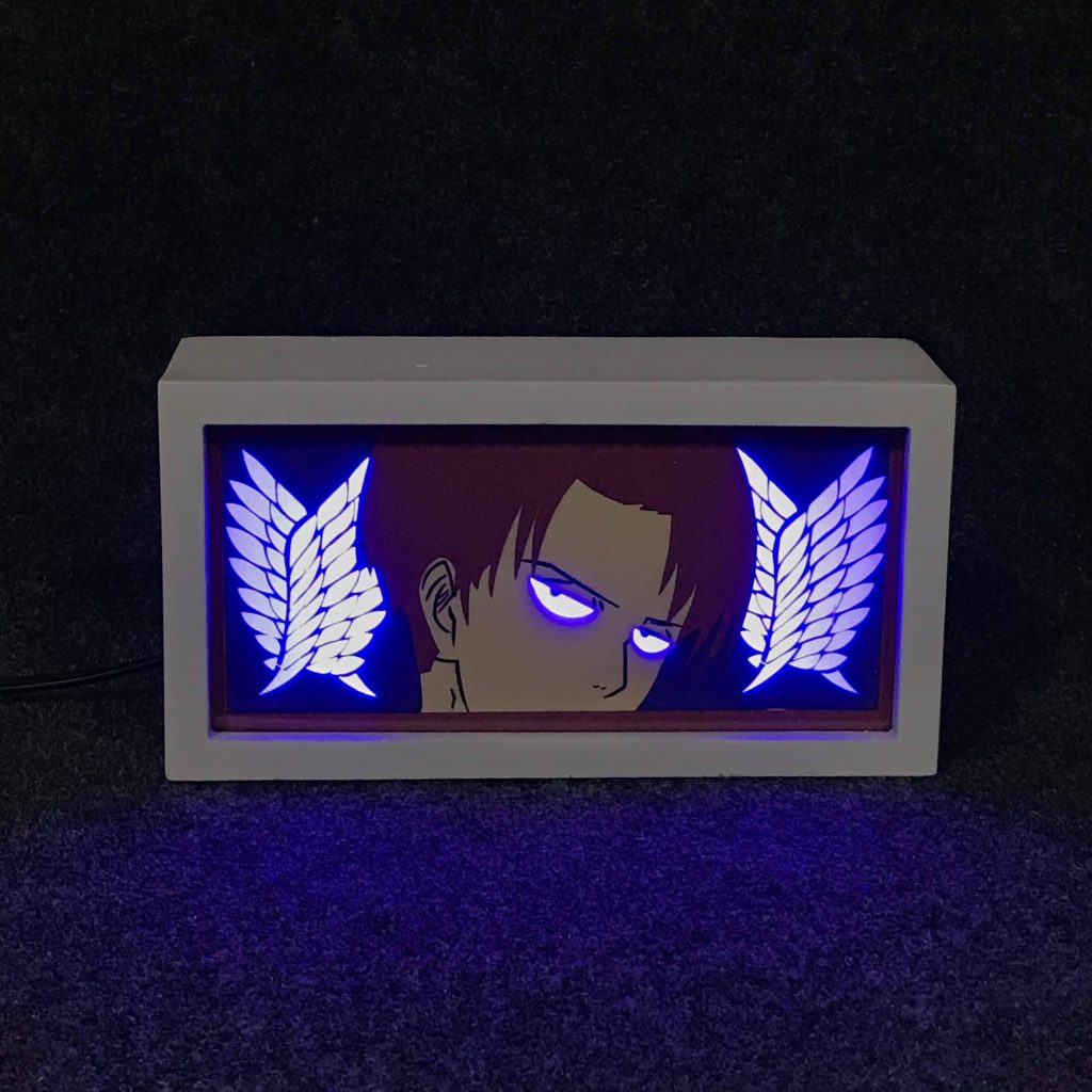 لوحة أنمي ليد مضيئة ثلاثية الأبعاد لشخصية ليفاي أكرمان من هجوم العمالقة - Levi Ackerman 3D LED Shadow Box Attack on Titan Decor