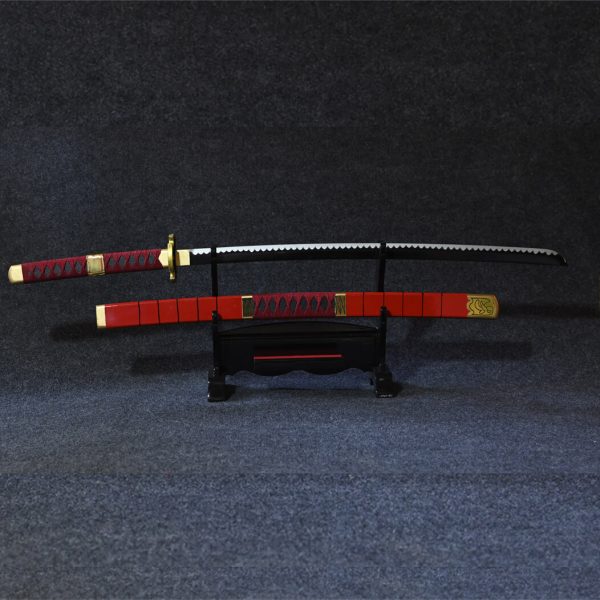 سيف سانداي كيتيتسو الأحمر الخاص بزورو مصنوع يدوياً من الخشب الطبيعي - Sandai Kitetsu Wood Katana Replica Roronoa Zoro Cursed Blade