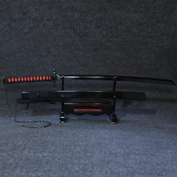 سيف إيتشيغو بانكاي تينسا زانجيتسو الأسود من الخشب الطبيعي - Tensa Zangetsu Wood Replica Bleach Bankai Katana
