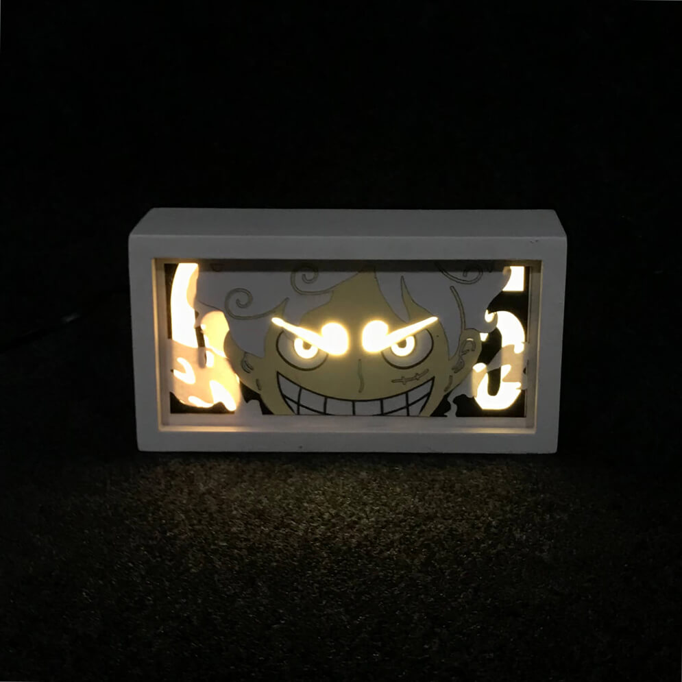 لوحة أنمي ليد مضيئة ثلاثية الأبعاد لشخصية لوفي جير 5 من ون بيس - Luffy Gear 5 3D LED Shadow Box One Piece Decor