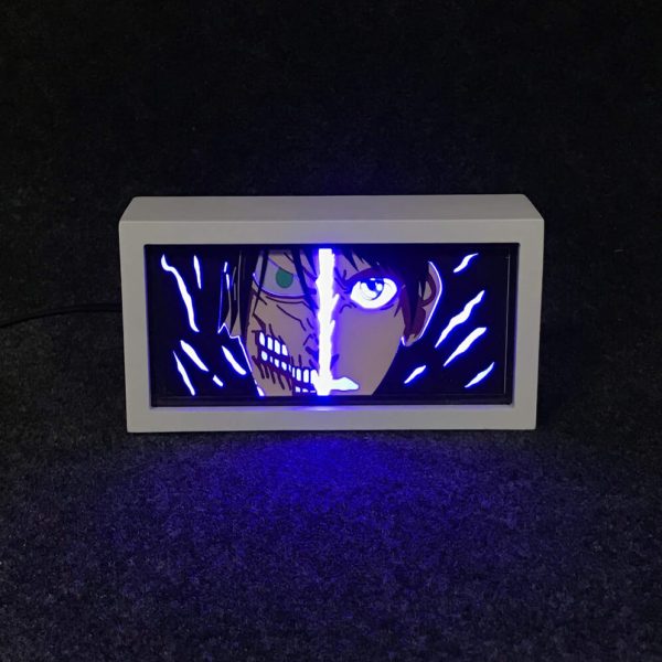 لوحة أنمي ليد مضيئة ثلاثية الأبعاد لشخصية إيرين ييغر من هجوم العمالقة في غرفة ألعاب - Eren Yeager 3D LED Shadow Box Attack on Titan