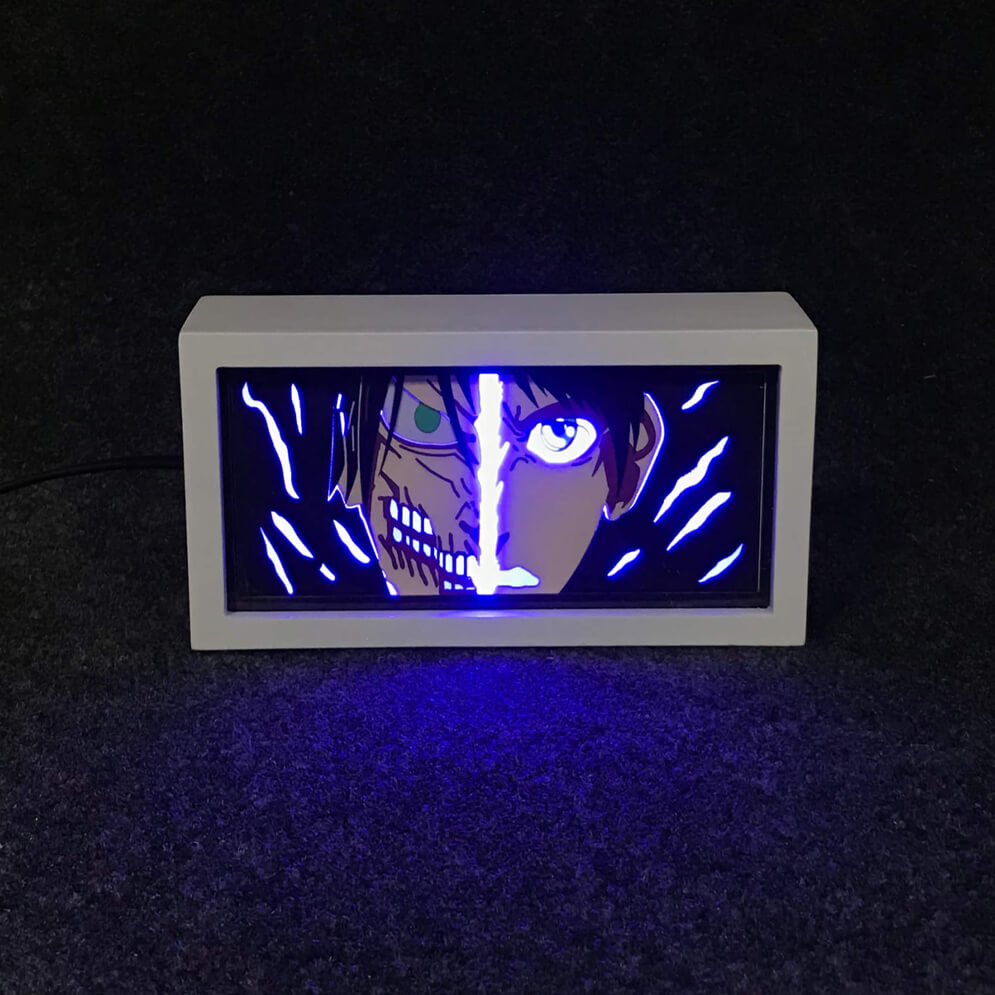 rte لوحة أنمي ليد مضيئة ثلاثية الأبعاد لشخصية إيرين ييغر من هجوم العمالقة في غرفة ألعاب - Eren Yeager 3D LED Shadow Box Attack on Titan