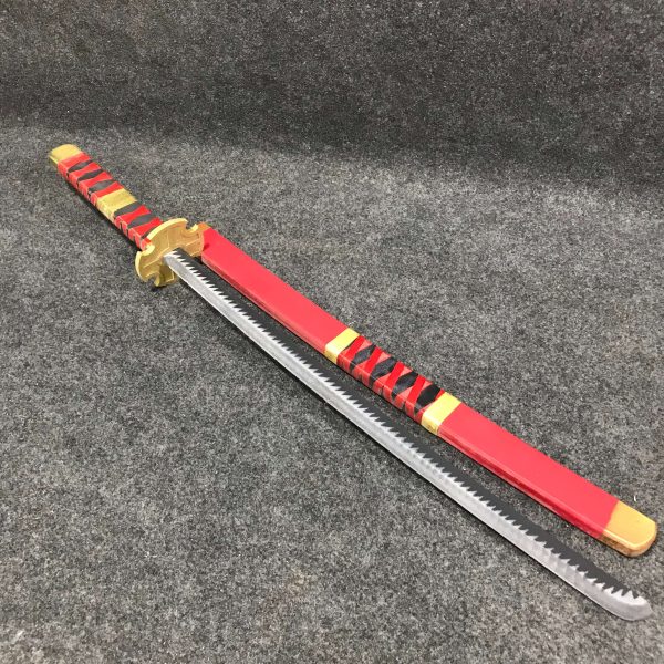 Budget friendly red and black low cost synthetic MDF wood Sandai Kitetsu katana with scabbard for anime fans