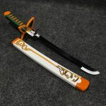 55cm Shinobu Kocho V2 wooden tanto with white scabbard and butterfly-shaped guard, Demon Slayer replica