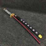 Budget friendly black and red low cost synthetic MDF wood Shusui katana with scabbard for anime fans