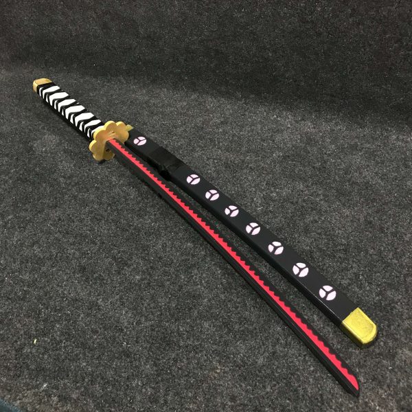Budget friendly black and red low cost synthetic MDF wood Shusui katana with scabbard for anime fans