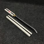 55cm Sasuke Uchiha White Kusanagi wooden tanto, minimalist straight-edge chokutō, Naruto anime replica.