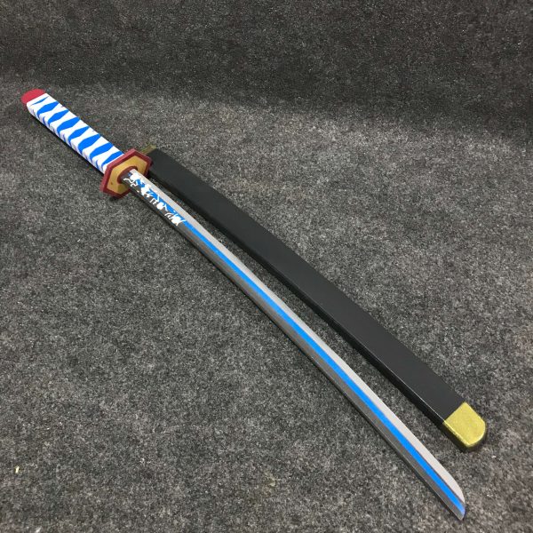 Giyu Tomioka 90cm budget low cost engineered MDF wood katana replica from Demon Slayer